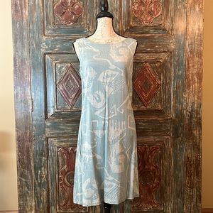 Sleeveless Batik Print Dress Seafoam Blue